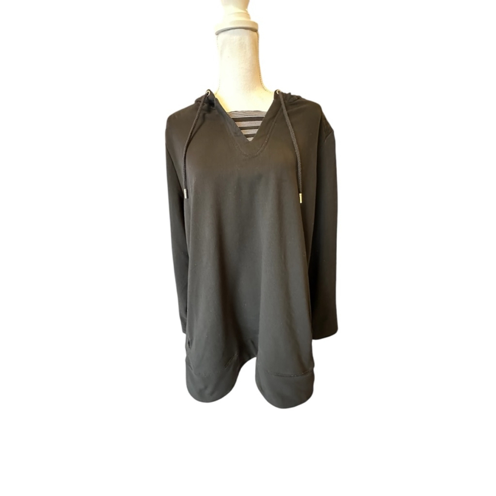 Women's Susan Graver Weekend Hoodie XL Black Two Pockets